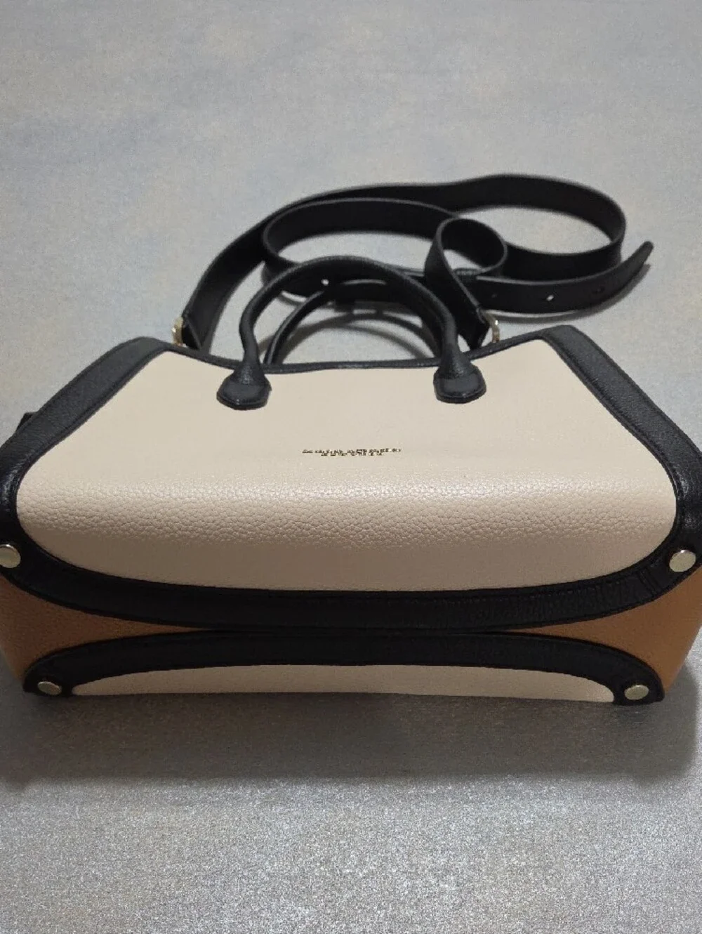 kate spade Cream, Black & Tan Leather Satchel NWOTS.